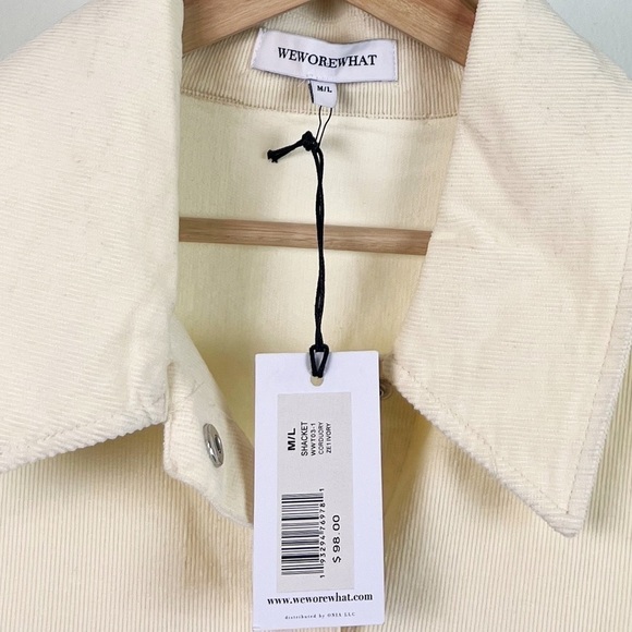 NWT WeWoreWhat Corduroy Button Down Shacket Cream - Picture 3 of 5
